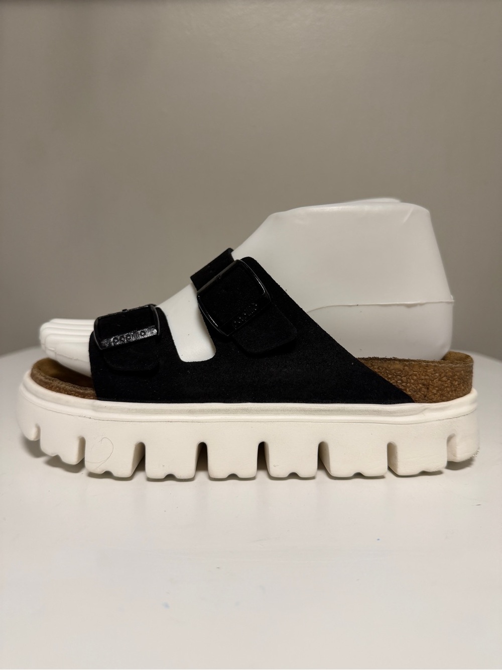 Papillio Birkenstock Arizona Chunky Black Suede Platform Sandals Women’s US 5